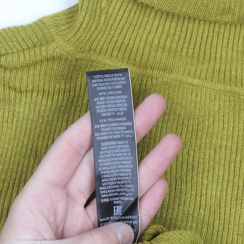 Marks and Spencer Womens Brown Roll Neck Ribbed Jumper Size 10