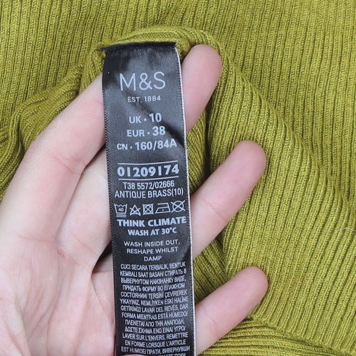 Marks and Spencer Womens Brown Roll Neck Ribbed Jumper Size 10