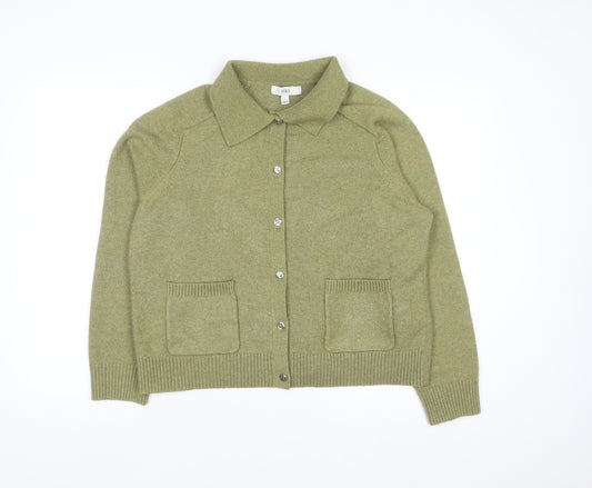 Marks and Spencer Women’s Green Collared Cardigan L Wool Blend