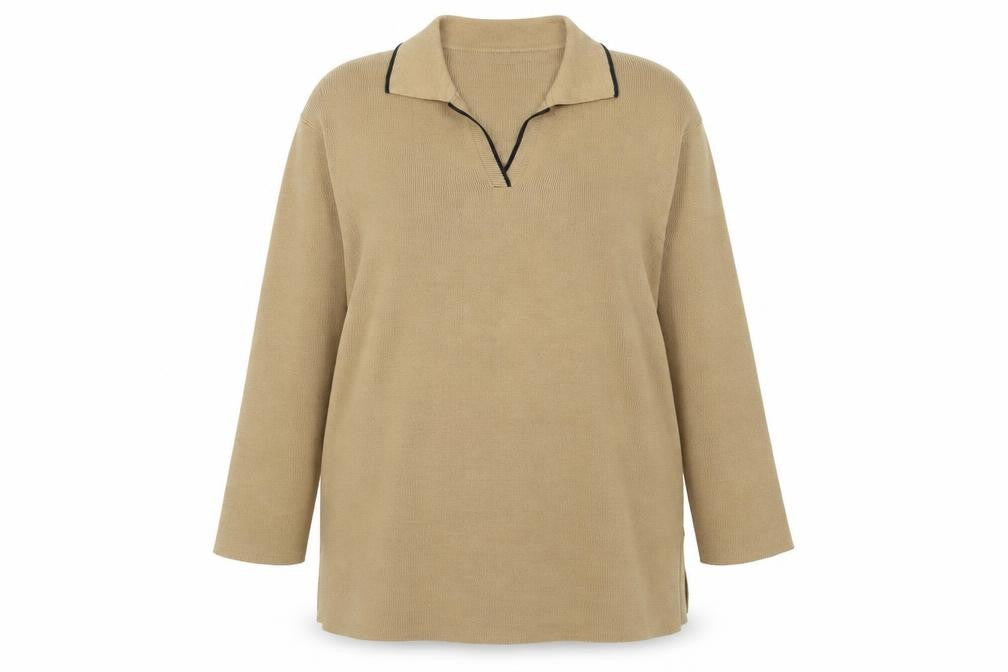 Marks and Spencer Women’s Beige Collared Long Sleeve Acrylic Jumper Size 18