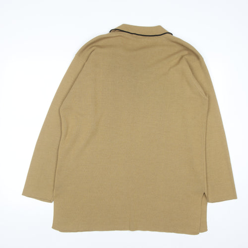 Marks and Spencer Women’s Beige Collared Long Sleeve Acrylic Jumper Size 18