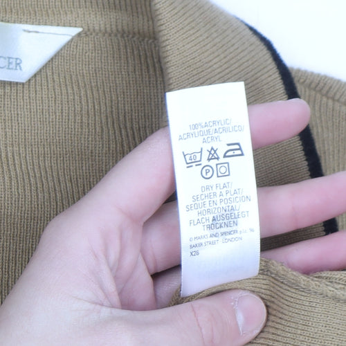 Marks and Spencer Women’s Beige Collared Long Sleeve Acrylic Jumper Size 18