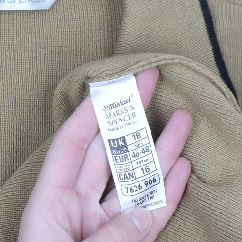 Marks and Spencer Women’s Beige Collared Long Sleeve Acrylic Jumper Size 18