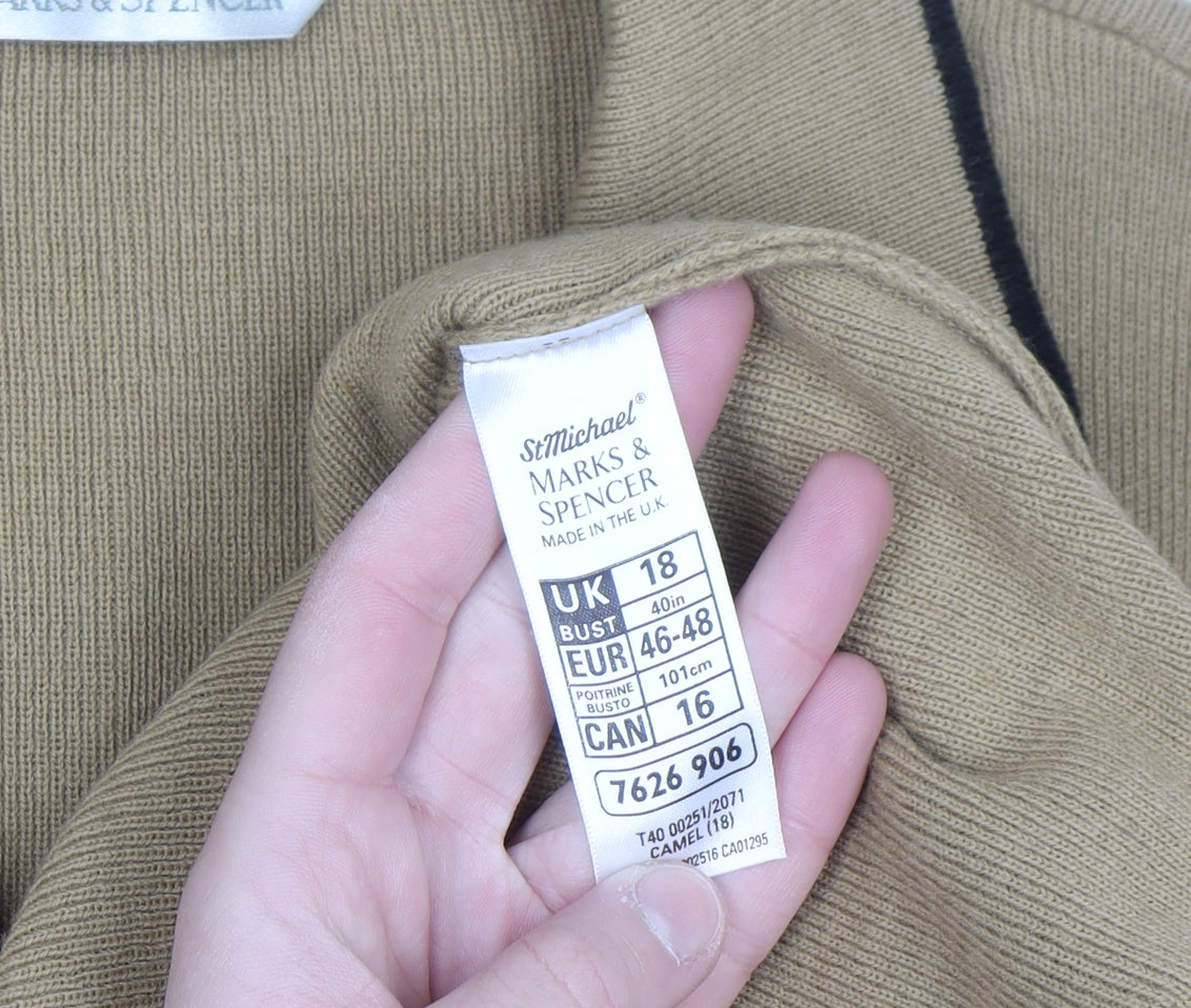 Marks and Spencer Women’s Beige Collared Long Sleeve Acrylic Jumper Size 18