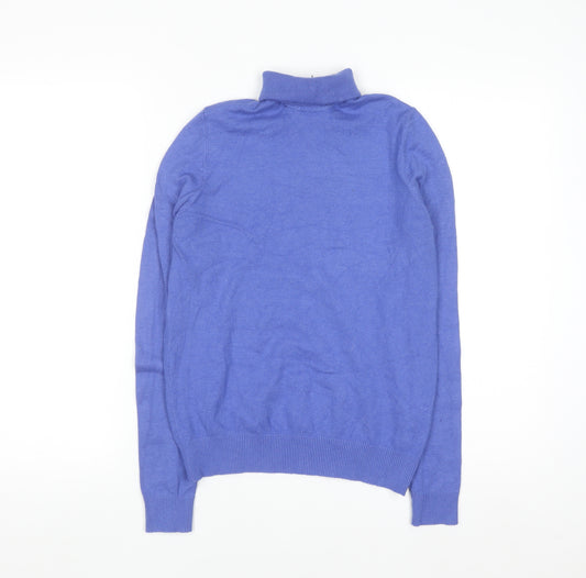 Lefties Women Blue Roll Neck Long Sleeve Pullover Jumper Size 12