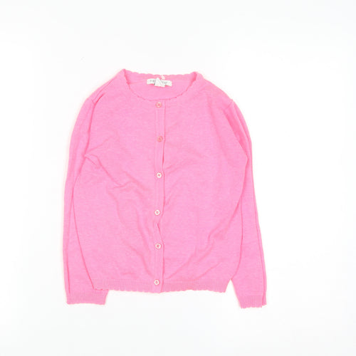 Primark Girls Pink Cardigan 4-5 Years Acrylic Cotton Blend Button Up