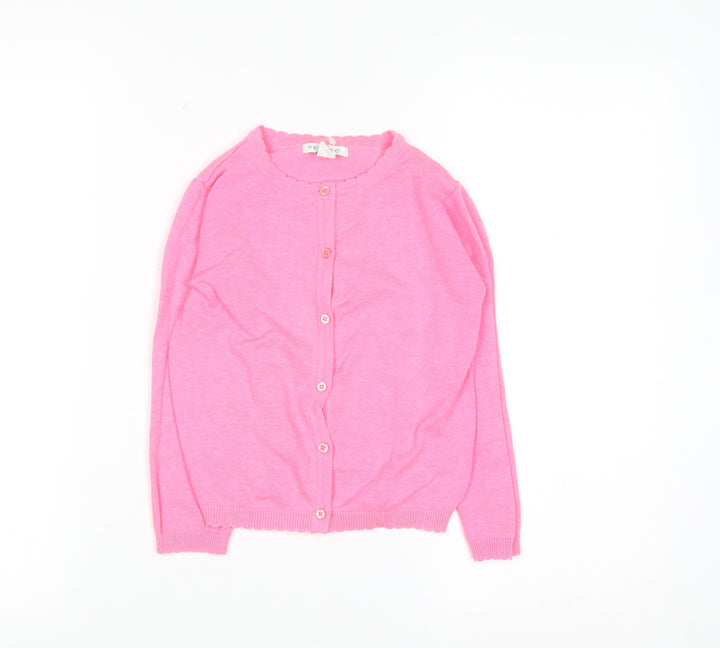 Primark Girls Pink Cardigan 4-5 Years Acrylic Cotton Blend Button Up