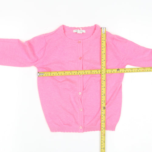 Primark Girls Pink Cardigan 4-5 Years Acrylic Cotton Blend Button Up
