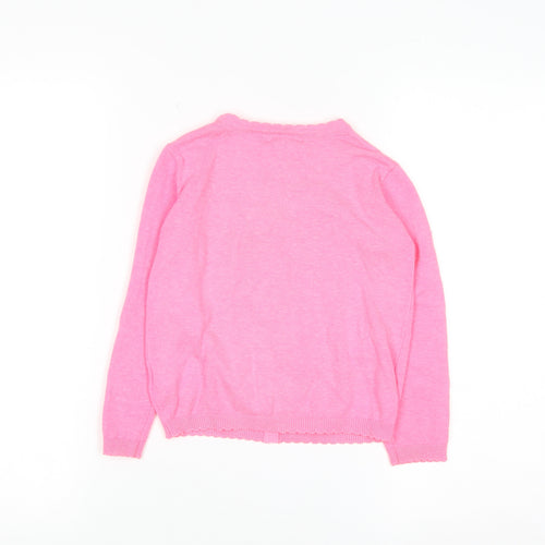 Primark Girls Pink Cardigan 4-5 Years Acrylic Cotton Blend Button Up