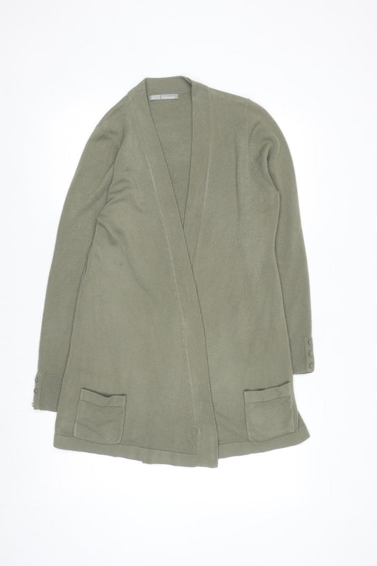 Marks and Spencer Women Green Size 16 Long V-Neck Knit Cardigan