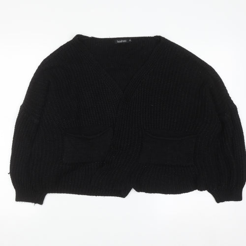 Boohoo Women's Black M Chunky Knit V-Neck Cardigan
