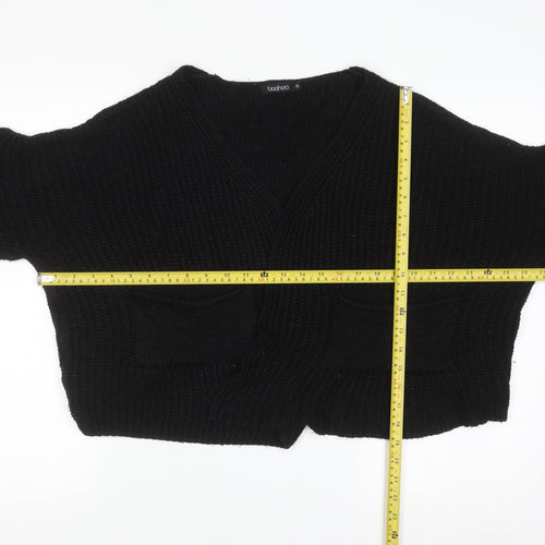 Boohoo Women's Black M Chunky Knit V-Neck Cardigan