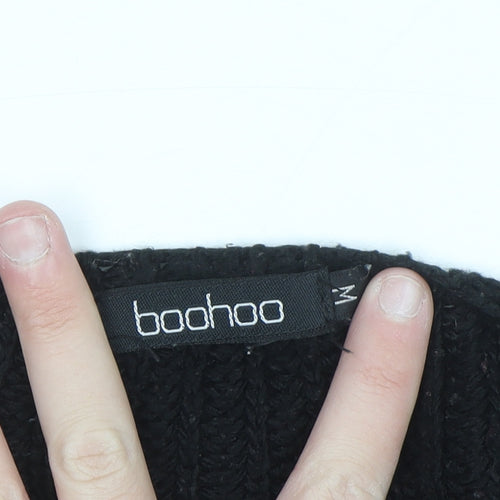Boohoo Women's Black M Chunky Knit V-Neck Cardigan