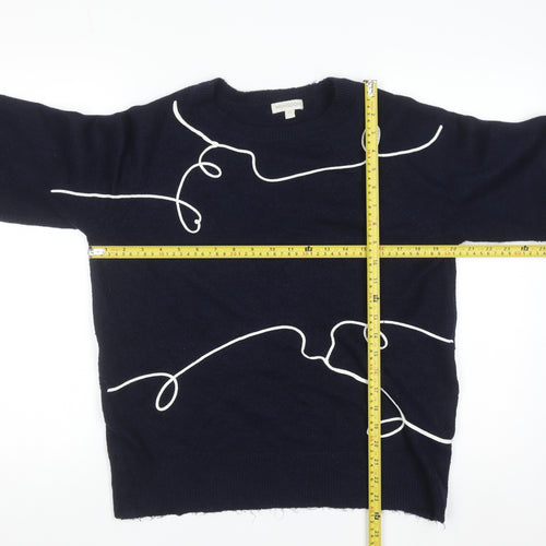 Monsoon Women Blue Medium Pullover Jumper Acrylic Knit Crew Neck