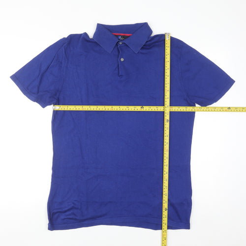Boden Men's Blue Cotton Knit Polo Jumper M Regular Fit