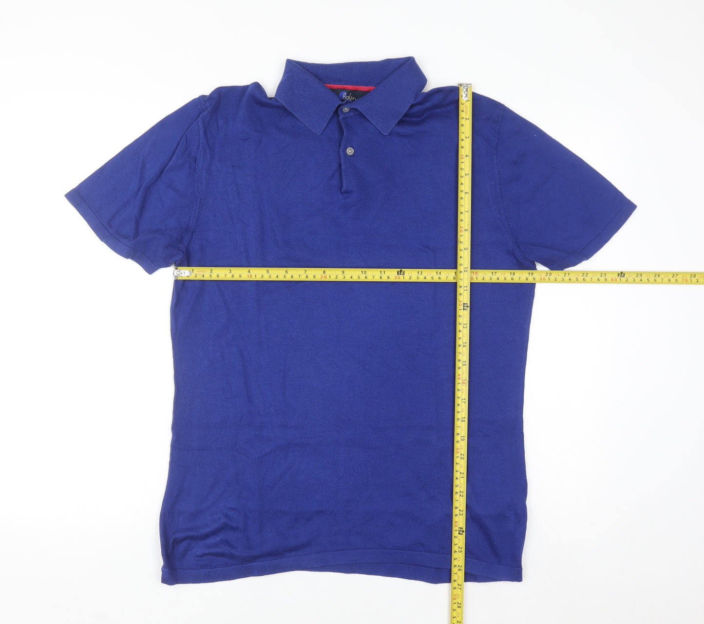 Boden Men's Blue Cotton Knit Polo Jumper M Regular Fit