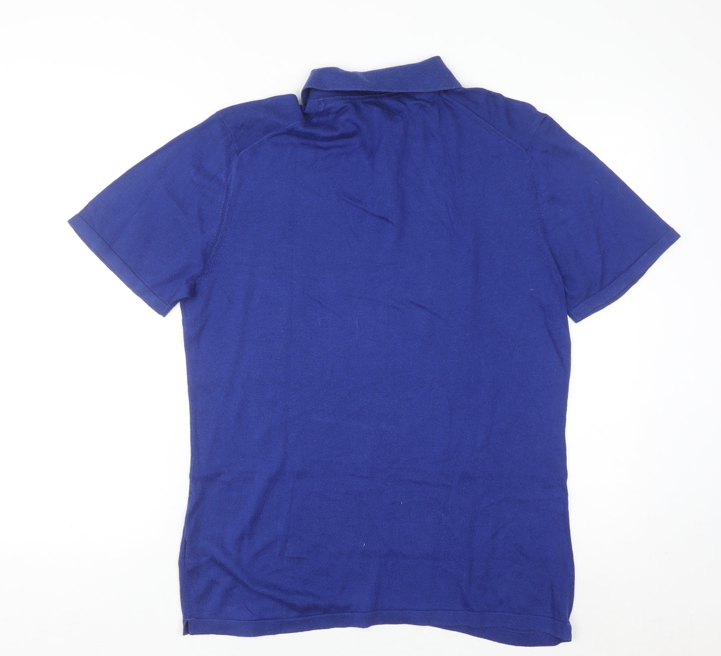 Boden Men's Blue Cotton Knit Polo Jumper M Regular Fit
