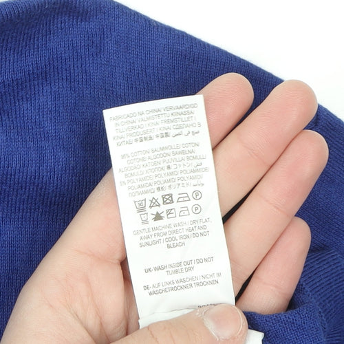 Boden Men's Blue Cotton Knit Polo Jumper M Regular Fit