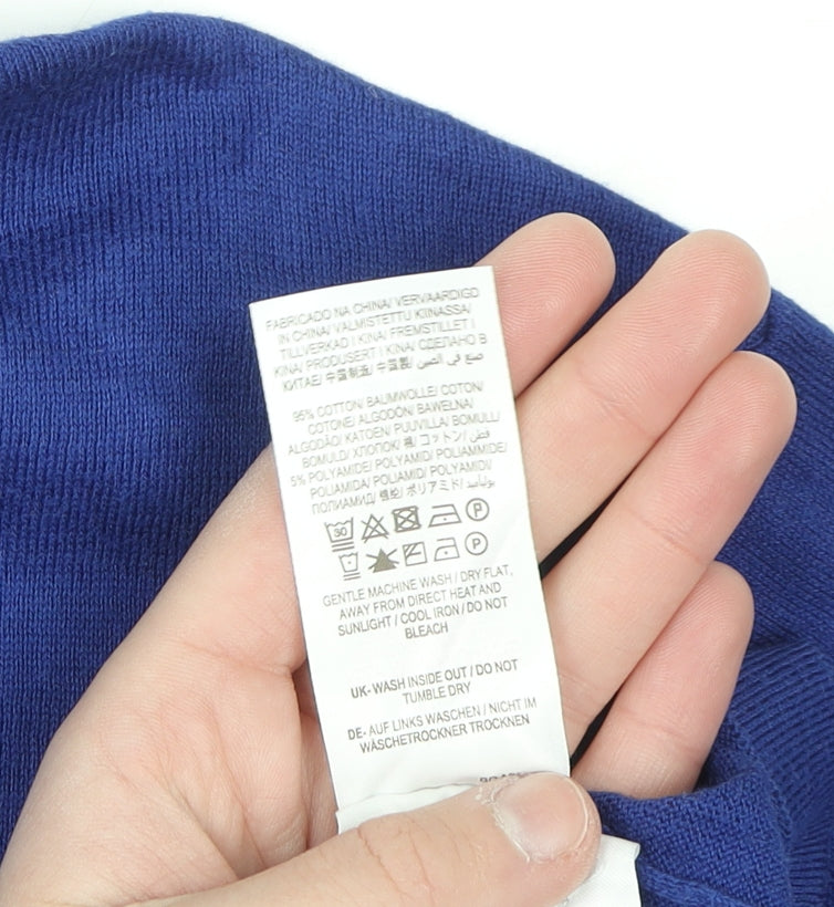 Boden Men's Blue Cotton Knit Polo Jumper M Regular Fit