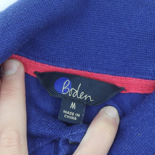 Boden Men's Blue Cotton Knit Polo Jumper M Regular Fit