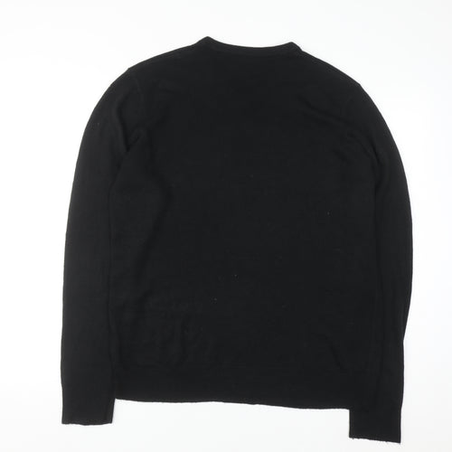 Alphar One Mens Black V-Neck Acrylic Jumper L Long Sleeve Classic Knit