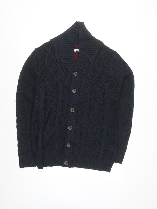 Xact Men's Blue Cable Knit Shawl Collar Cardigan XL