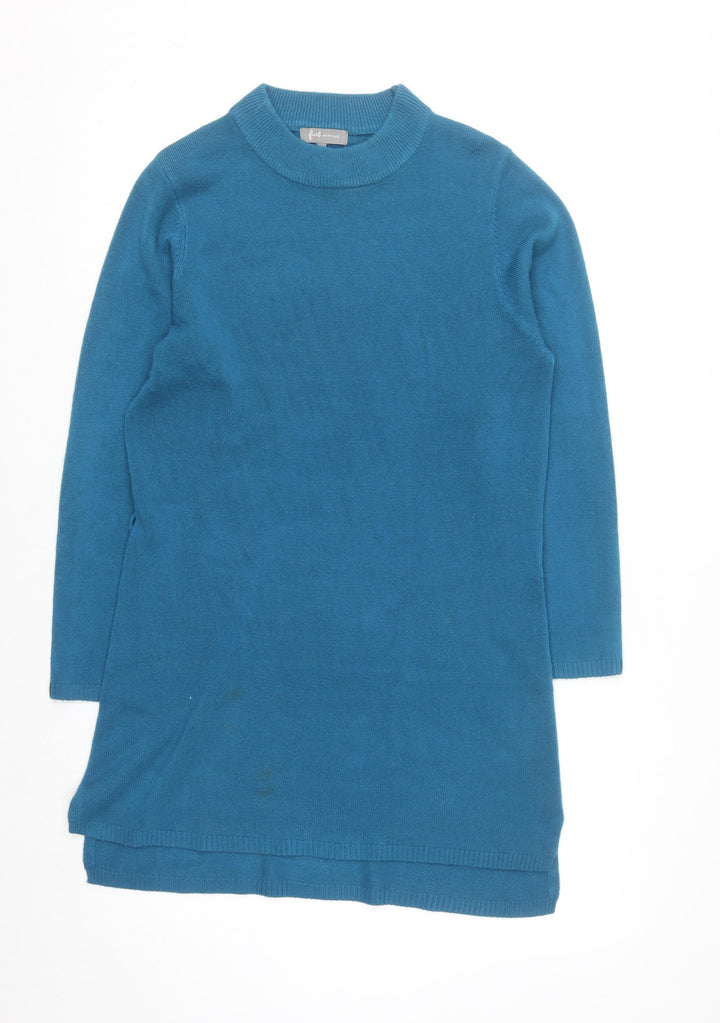 First Avenue Women’s Blue Mock Neck Long Sleeve Tunic Jumper Size S