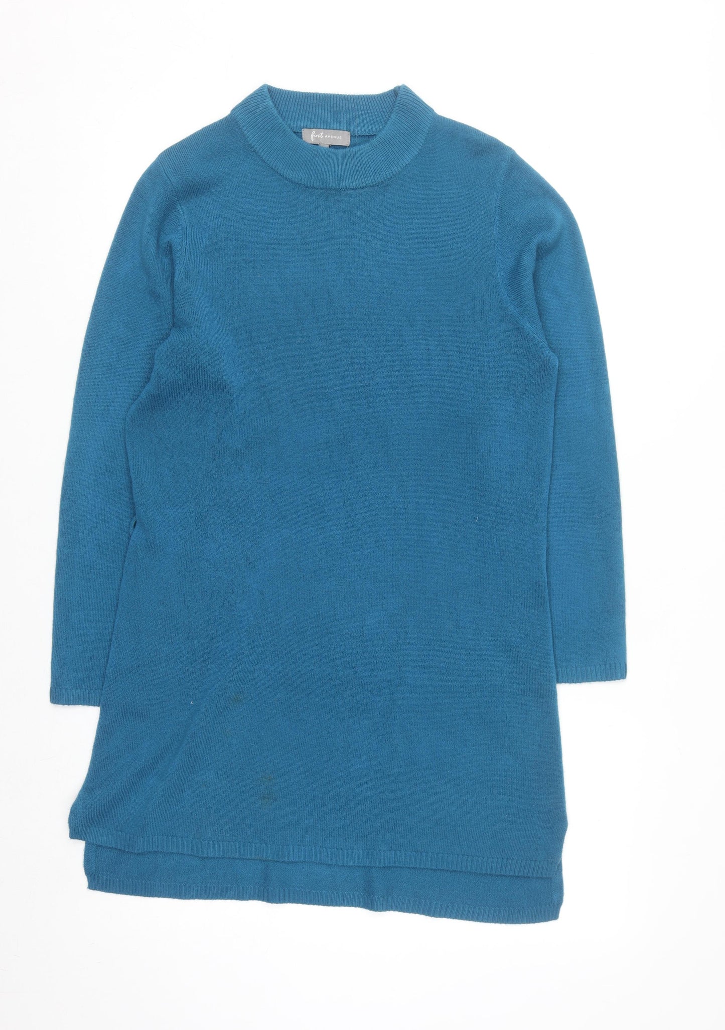 First Avenue Women’s Blue Mock Neck Long Sleeve Tunic Jumper Size S