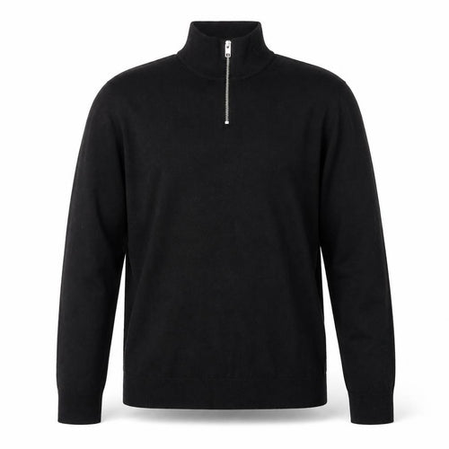 Jack & Jones Men's Black 1/2 Zip High Neck Cotton Jumper Size M