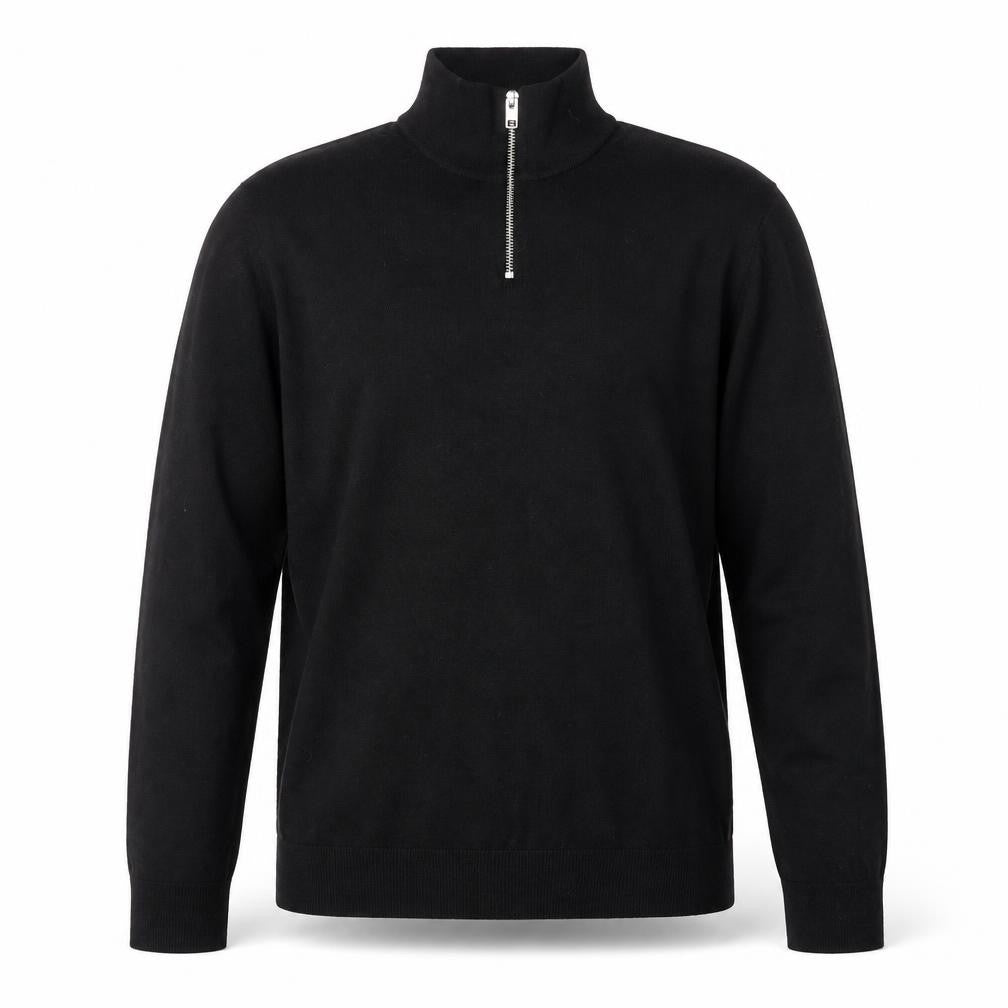 Jack & Jones Men's Black 1/2 Zip High Neck Cotton Jumper Size M