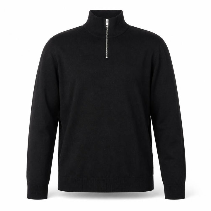 Jack & Jones Men's Black 1/2 Zip High Neck Cotton Jumper Size M