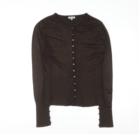 Marks and Spencer Women Brown V-Neck Button Cardigan Size 10