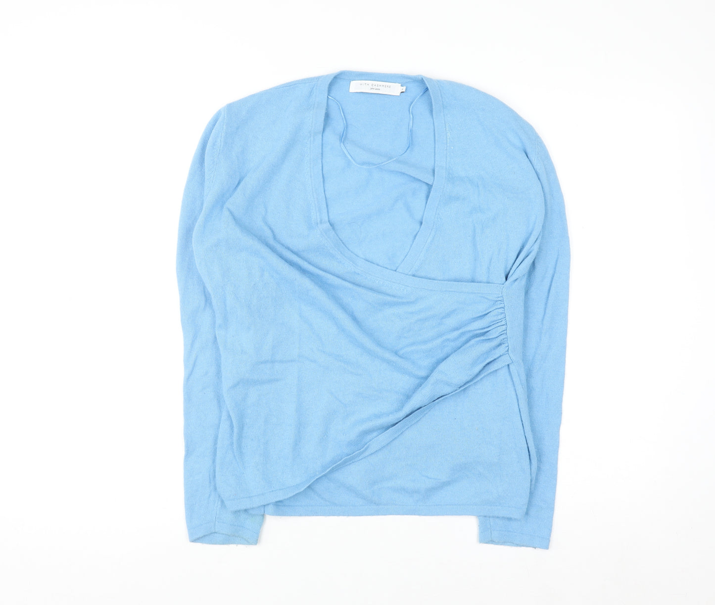 John Lewis Women Blue Size 16 Wrap V-Neck Cashmere Blend Jumper