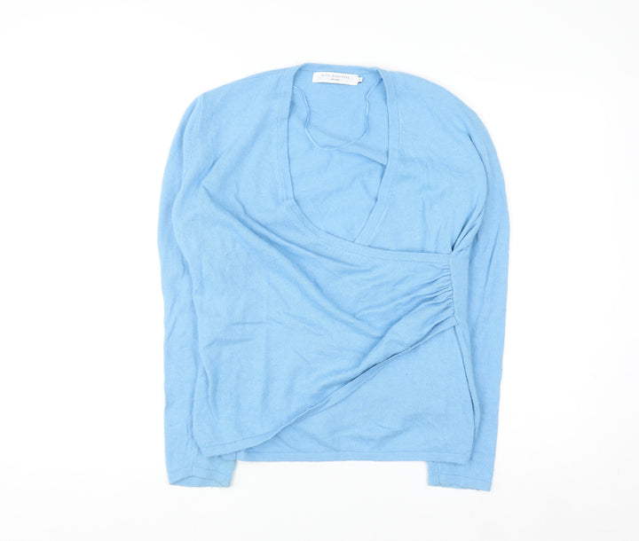 John Lewis Women Blue Size 16 Wrap V-Neck Cashmere Blend Jumper