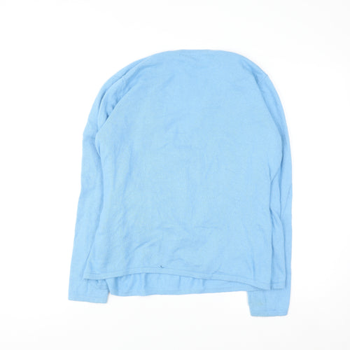 John Lewis Women Blue Size 16 Wrap V-Neck Cashmere Blend Jumper