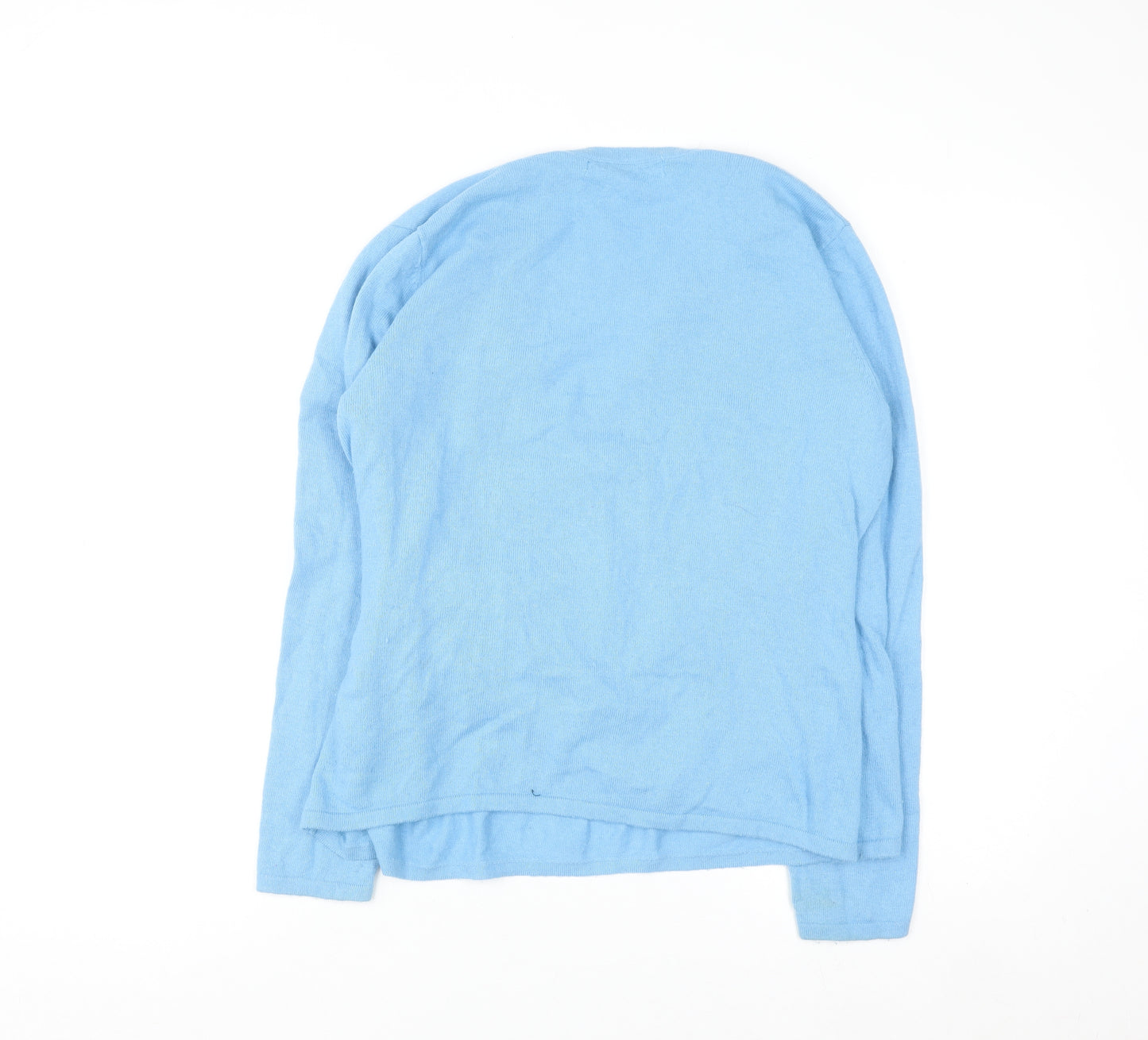 John Lewis Women Blue Size 16 Wrap V-Neck Cashmere Blend Jumper