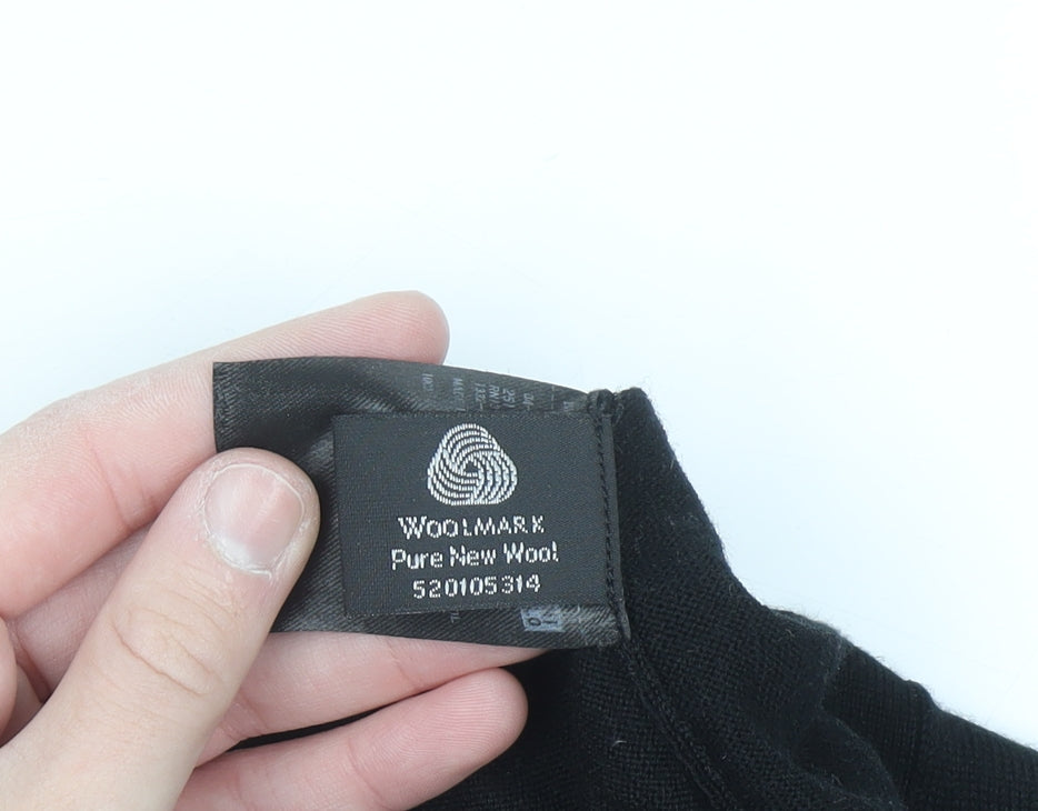 Uniqlo Men Black Wool V-Neck Pullover Jumper Size S