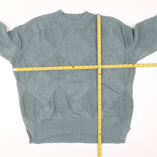 Marks and Spencer Men's Green Argyle Knit Wool Blend Jumper L