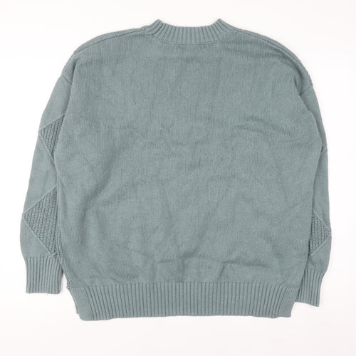 Marks and Spencer Men's Green Argyle Knit Wool Blend Jumper L