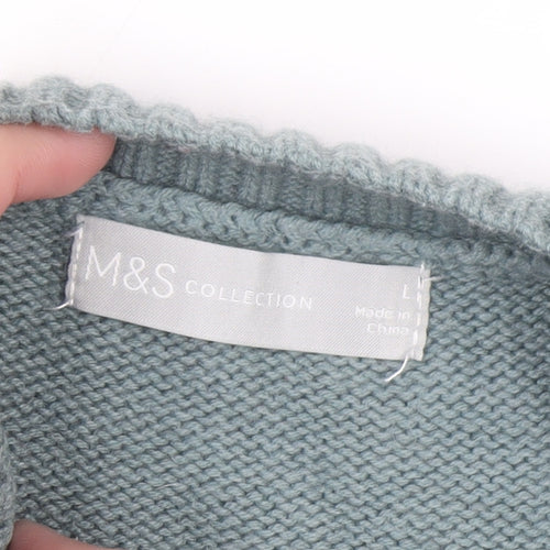 Marks and Spencer Men's Green Argyle Knit Wool Blend Jumper L