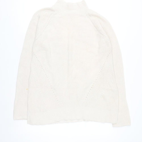 GAP Women Ivory Cotton High Neck Chunky Knit Jumper Size L
