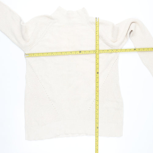 GAP Women Ivory Cotton High Neck Chunky Knit Jumper Size L
