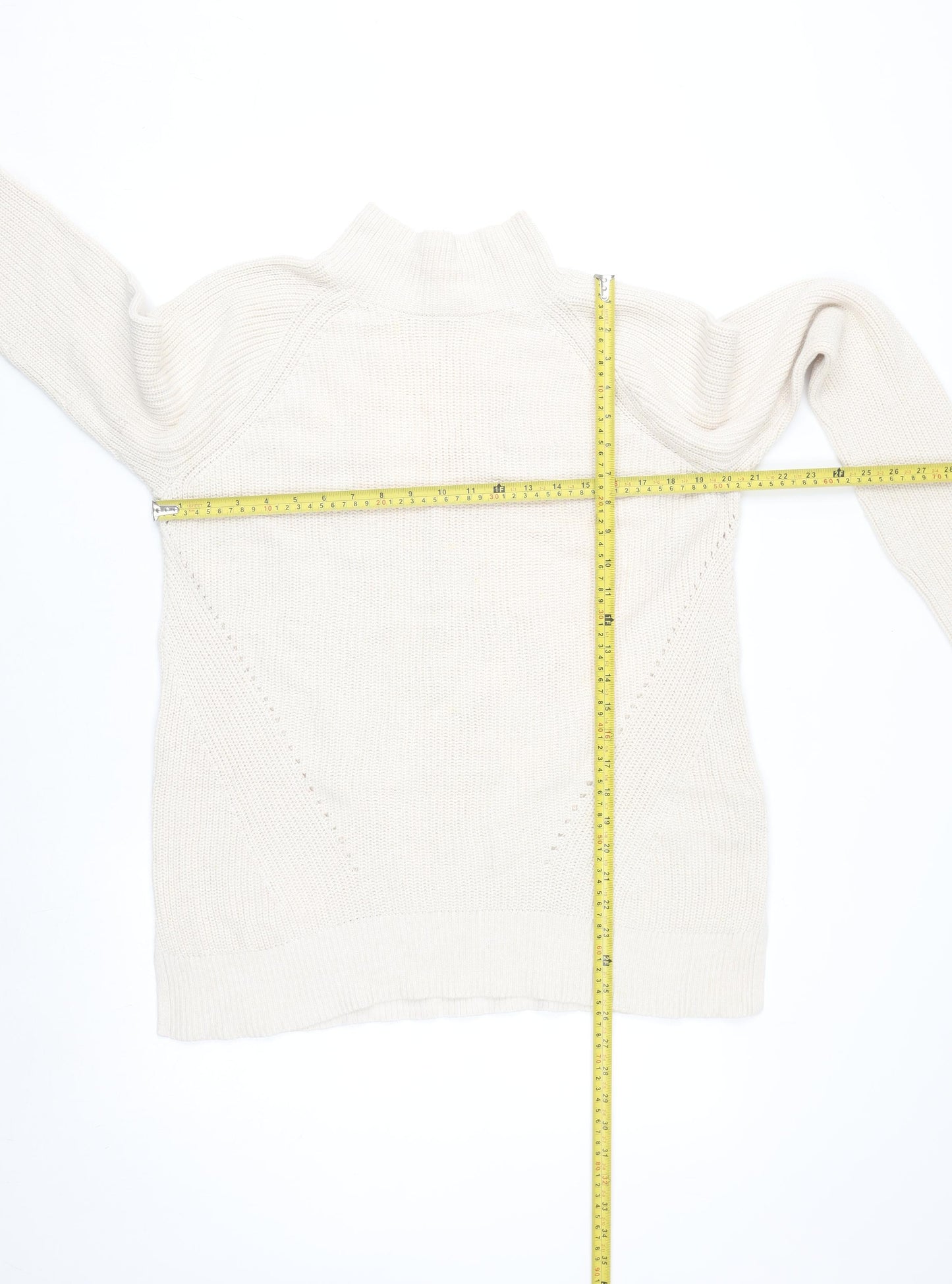 GAP Women Ivory Cotton High Neck Chunky Knit Jumper Size L