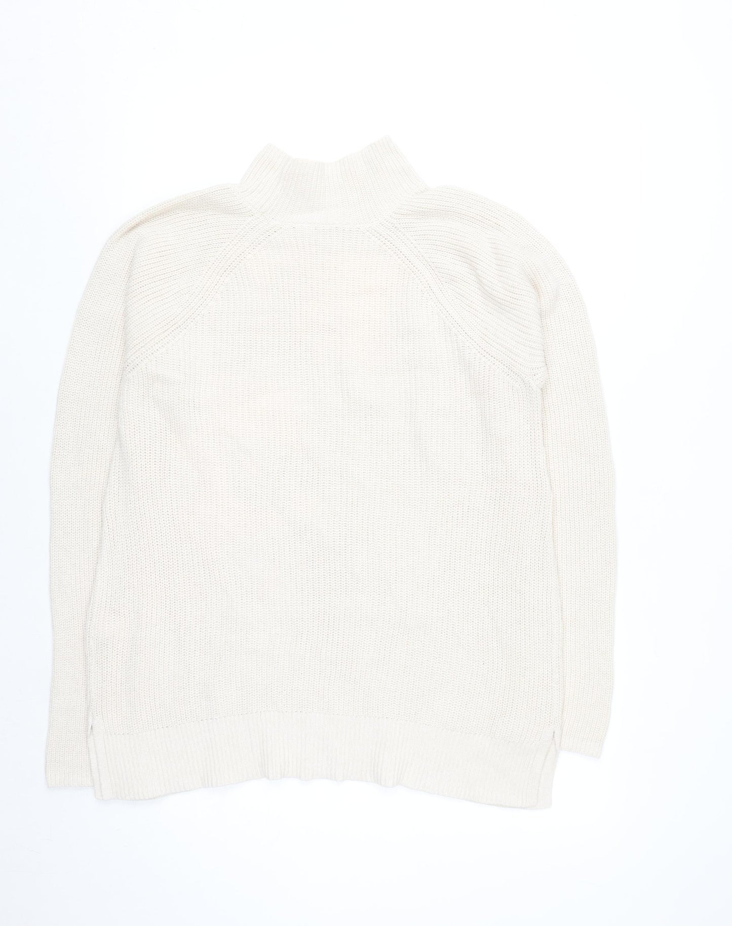 GAP Women Ivory Cotton High Neck Chunky Knit Jumper Size L