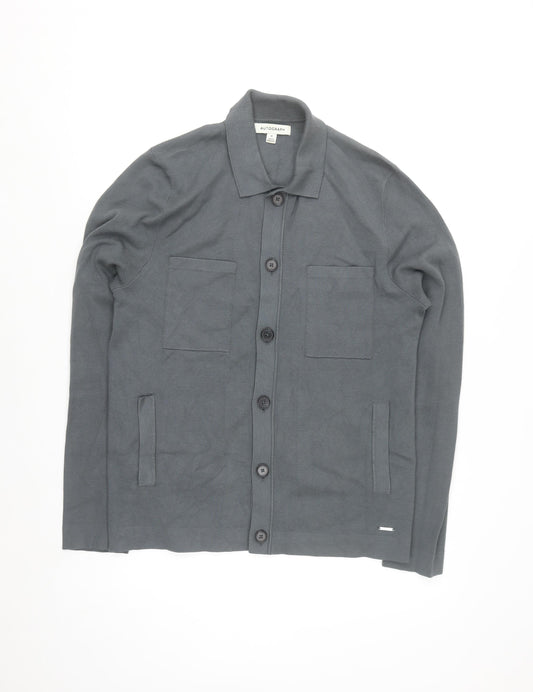 Marks and Spencer Men’s Grey Collared Button Cardigan M Regular Fit