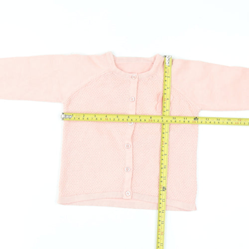 Nutmeg Girls Pink Cotton Cardigan 4-5 Years Button Front Butterfly Accent
