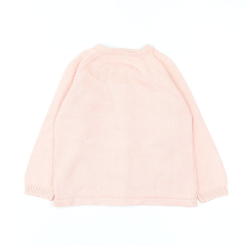 Nutmeg Girls Pink Cotton Cardigan 4-5 Years Button Front Butterfly Accent