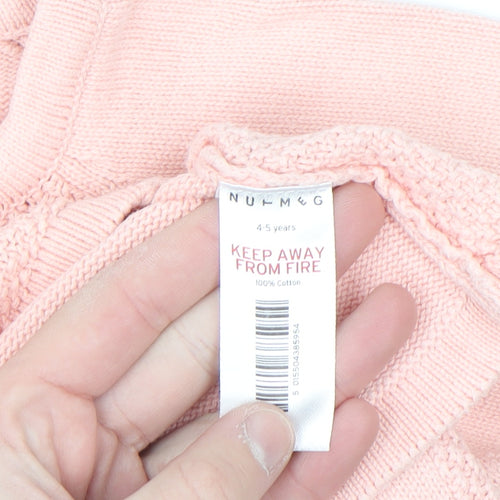 Nutmeg Girls Pink Cotton Cardigan 4-5 Years Button Front Butterfly Accent