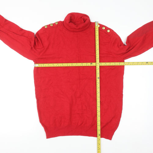 Wallis Women Red Roll Neck Long Sleeve Pullover Jumper Size 16