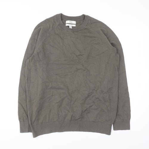Marks and Spencer Men's Brown Pure Cotton Crew Neck Jumper L